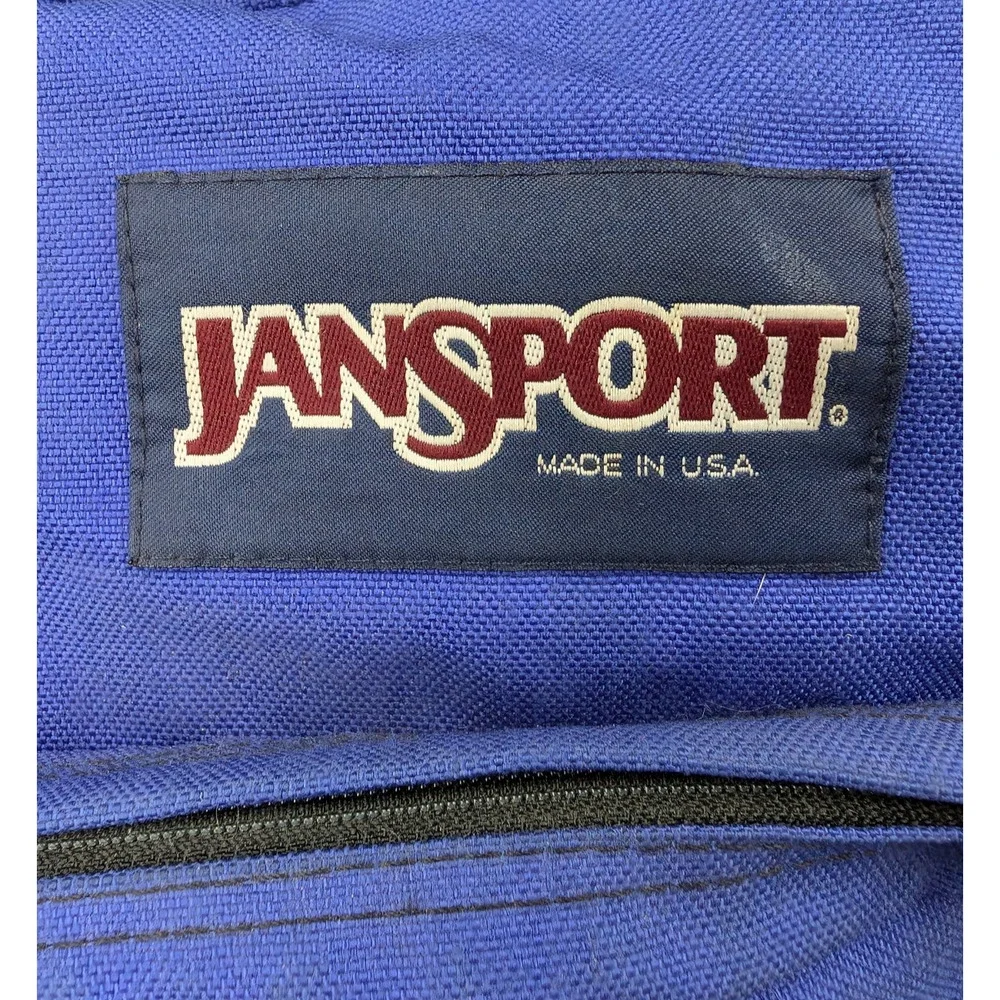 Vintage Jansport Backpack USA Made Blue 90s 1994 School Canvas Book Bag Zip